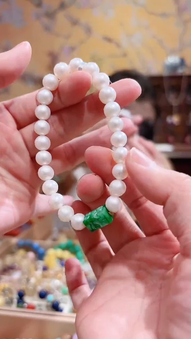 未镶嵌手链翡翠天然翡翠珍珠手串