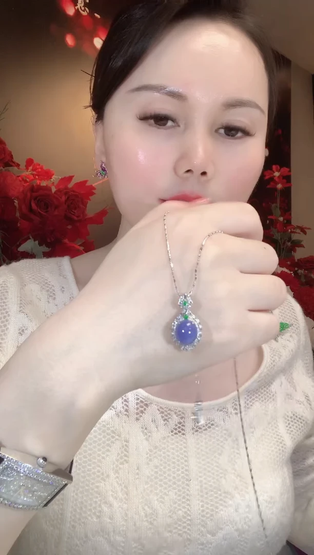 吊坠(不含链)18K金镶嵌翡翠C20 紫货有一定色差