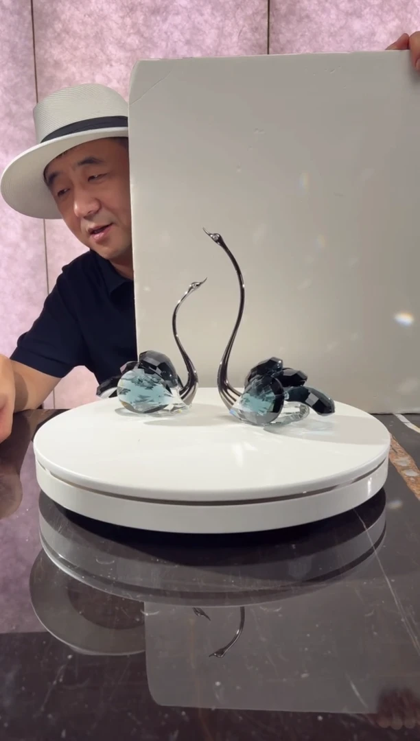 摆件CS0103050墨兰水晶天鹅一对