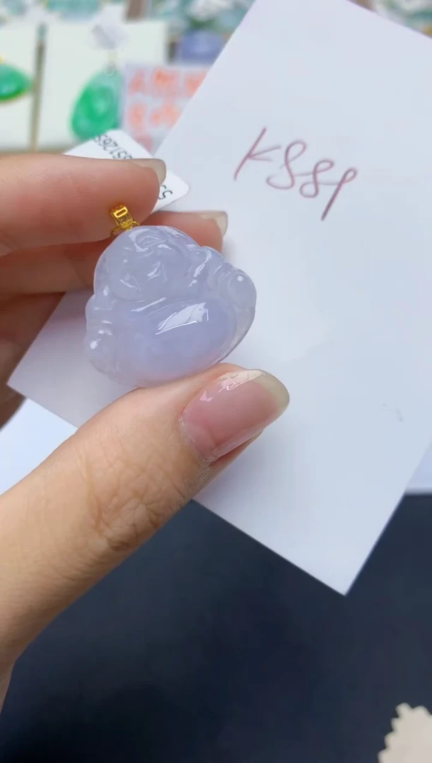 翡翠18K金镶嵌颈饰天然缅甸A货翡翠