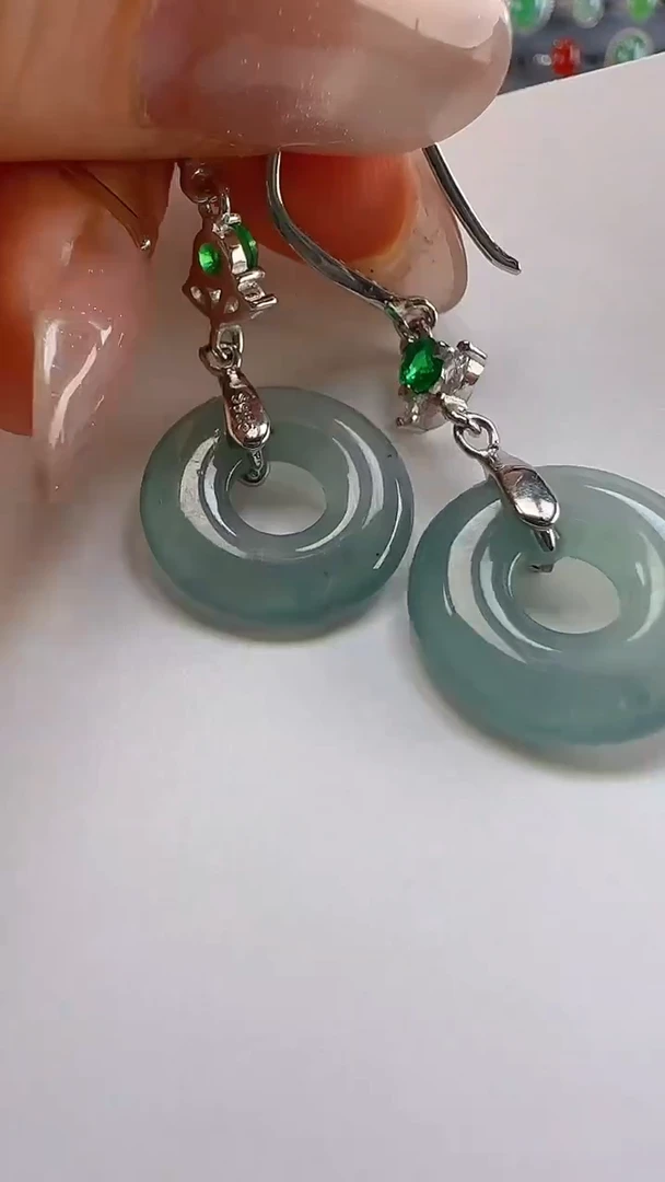 【闪购商品】翡翠耳饰银S925镶嵌耳钩