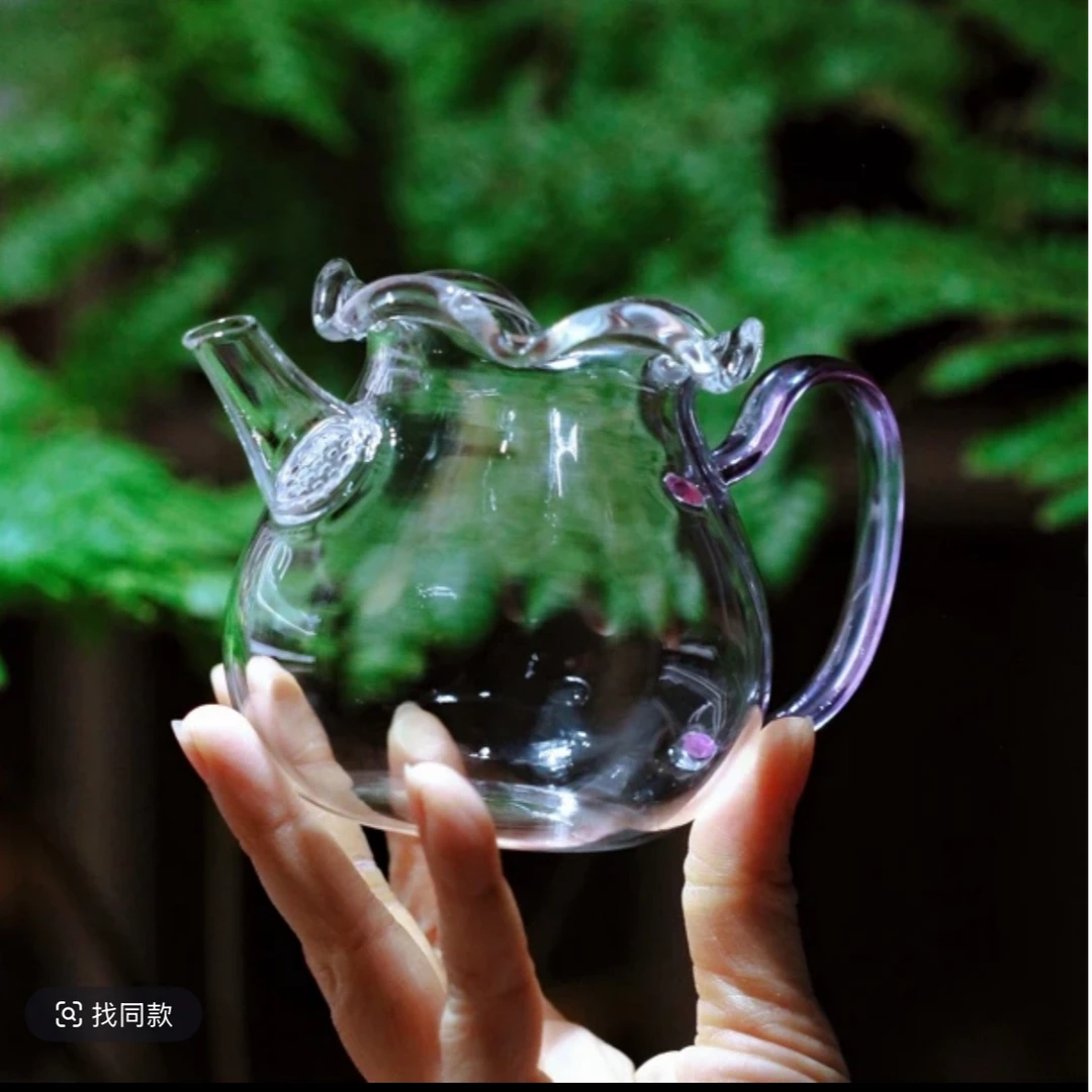 【高颜值】牡丹花口壶公道杯泡茶壶高硼硅玻璃耐高温纯手工创意加厚