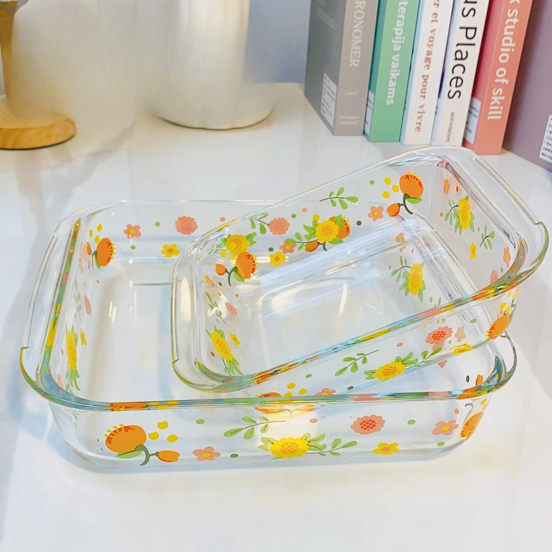 田园花草方形大加小家用网红耐热烤盘