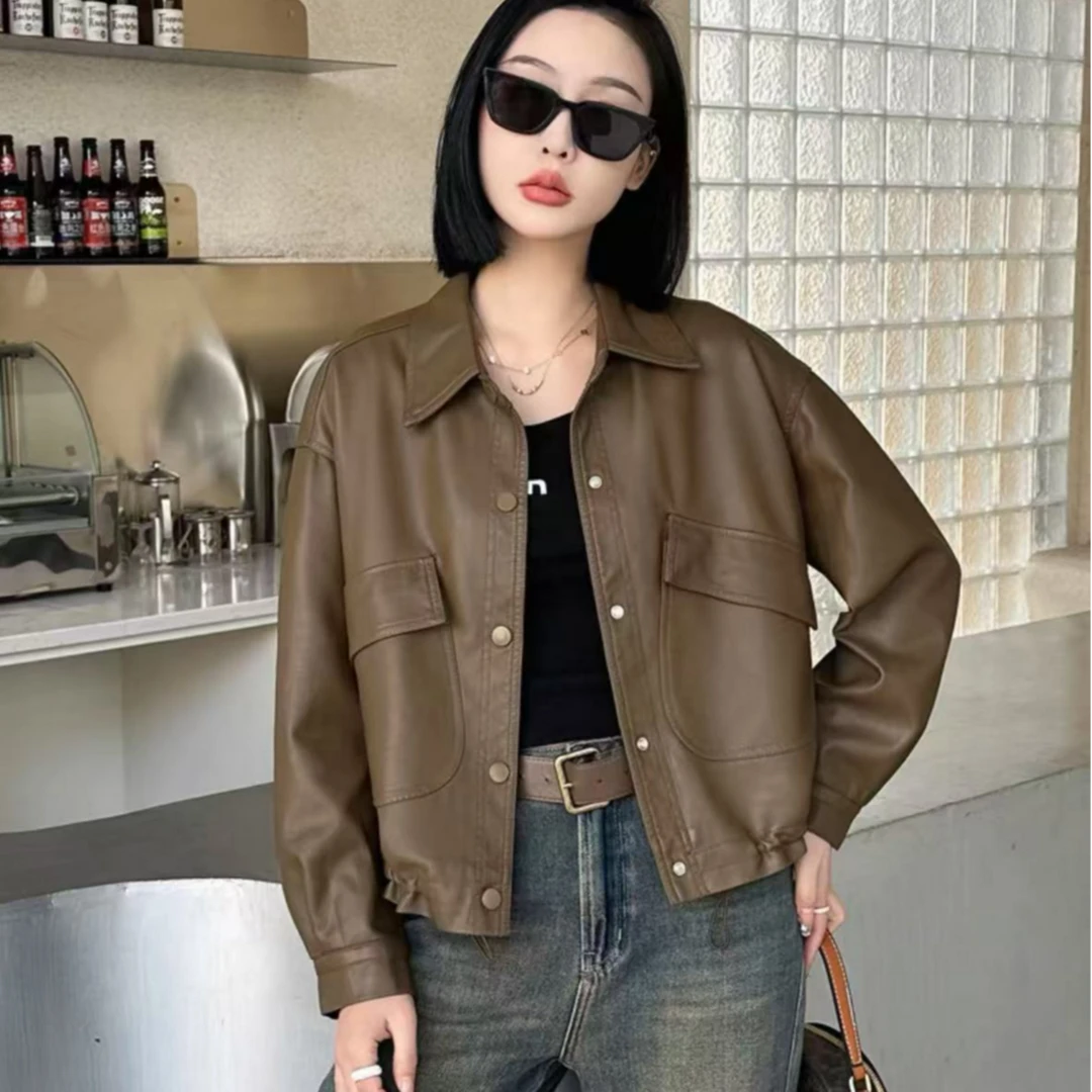 2107气质皮衣短款百搭复古