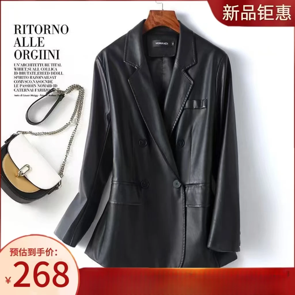 海宁真皮皮衣外套女2025春秋新款爆款显瘦阔版潮流气质加棉小西装