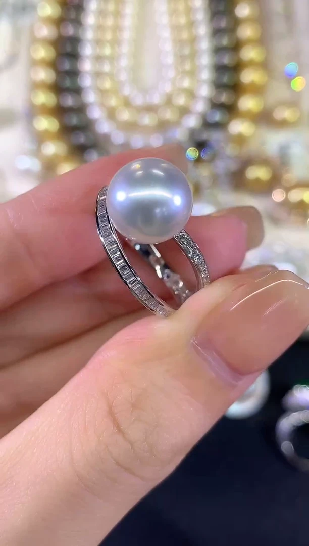 18K金镶嵌戒指海水珍珠a183