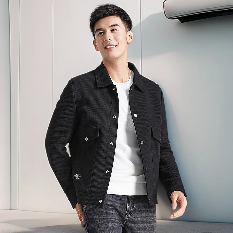 【休闲针织短款夹克】莱克斯顿秋翻领长裤外套格纹版1030830235