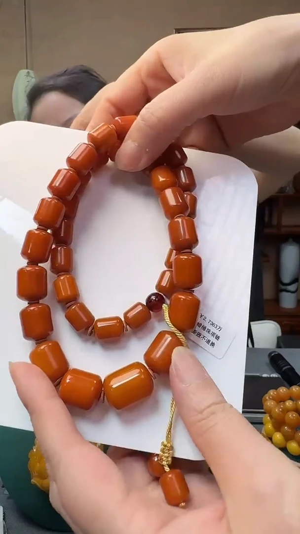 未镶嵌项链琥珀蜜蜡桶珠项链