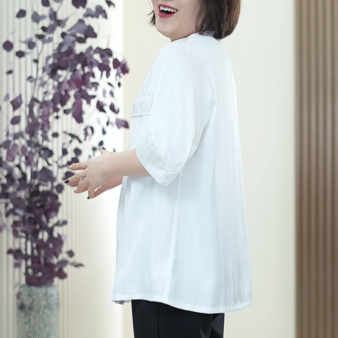 提花缎大码显瘦垂顺丝滑T恤女