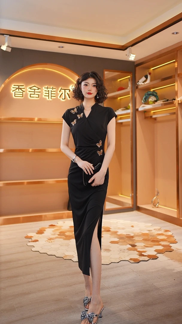 【香舍菲尔】86685新款时尚气质优雅修身法式收腰显瘦轻奢连衣裙-佩