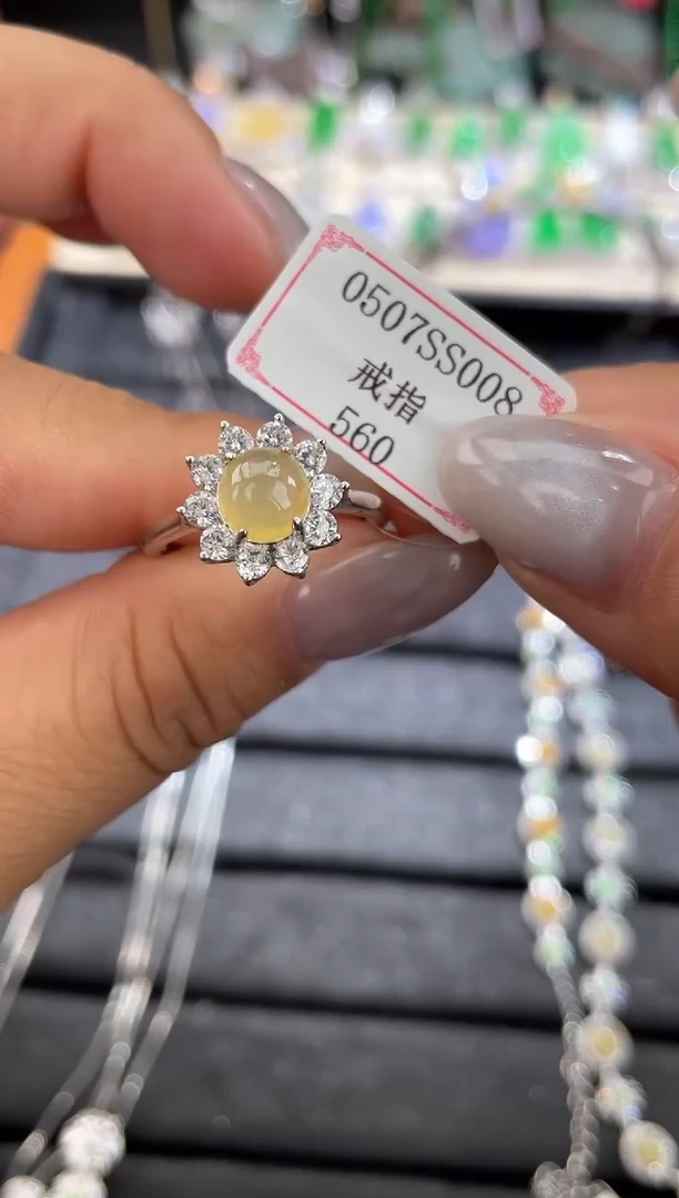 翡翠戒指银S925镶嵌0507SS008