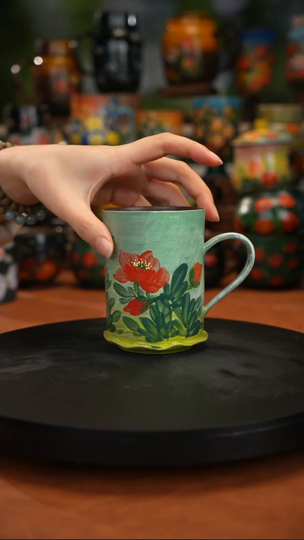 紫砂油画手绘釉下彩