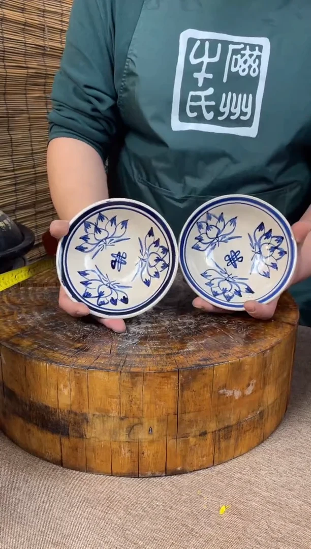 陶土1号链接开播福利5.5寸蓝青花浅碗到手四只