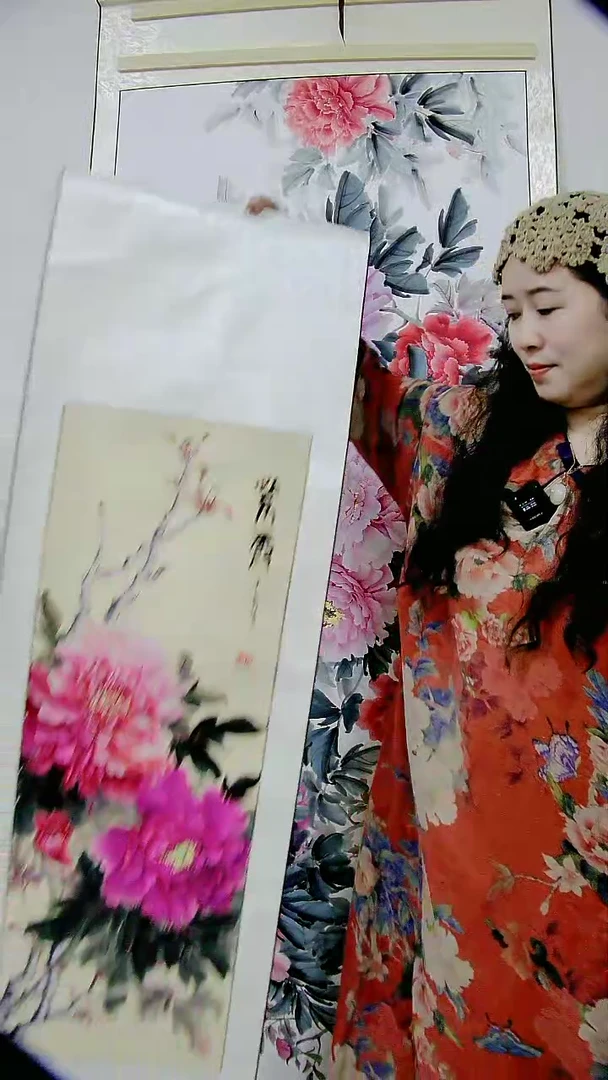 国画（86X30）牡丹作品
