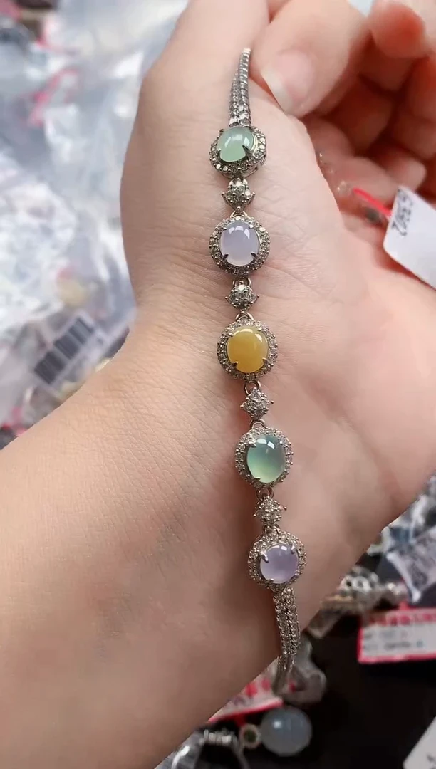 银S925镶嵌戒指翡翠天然A货缅甸翡翠