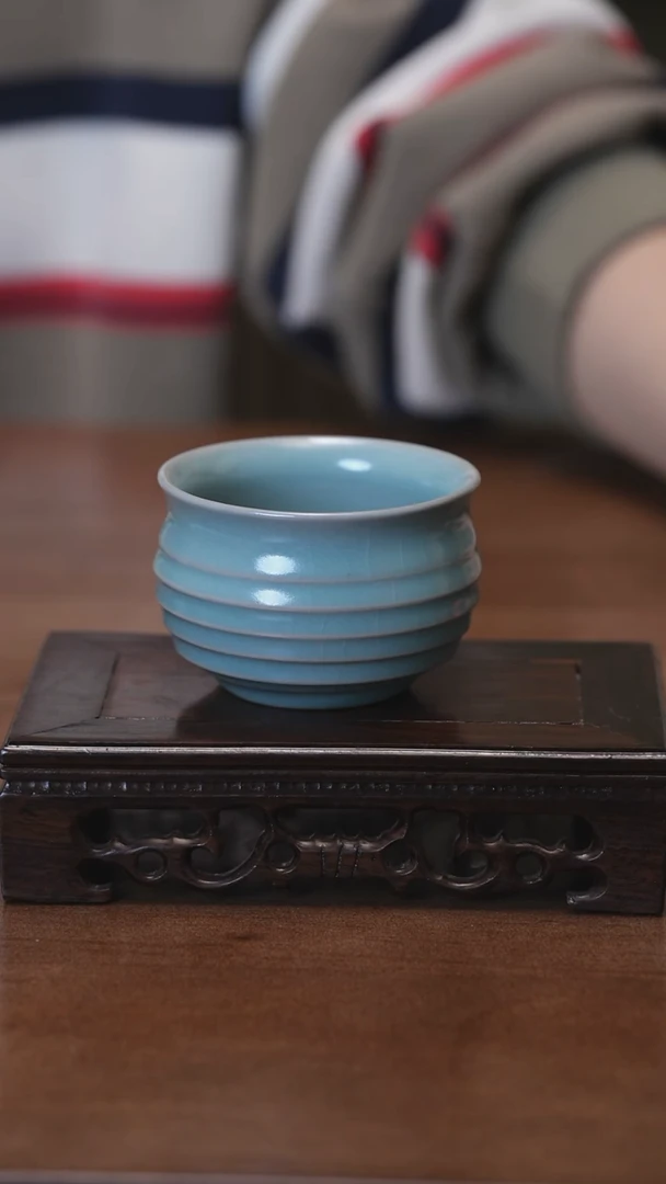 【闪购商品】Y宝丰宋官窑原产地汝瓷炫纹主人杯（微瑕）