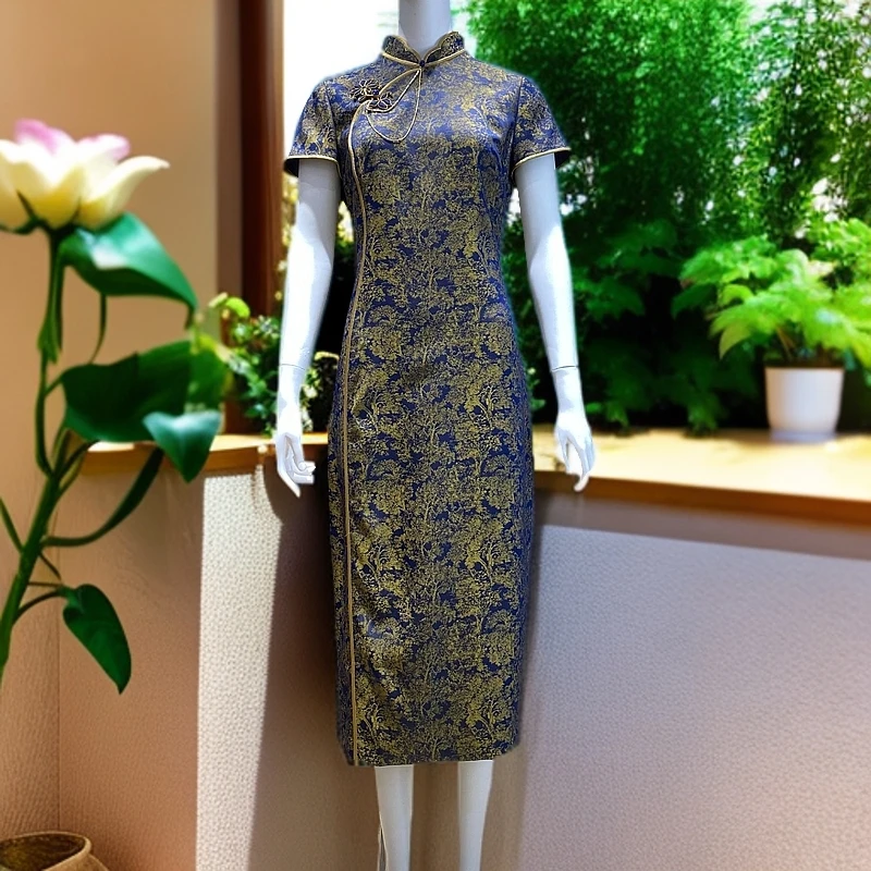 朱紫瑜170223喜婆婆喜妈妈中国风旗袍优雅修身显瘦气质中长款