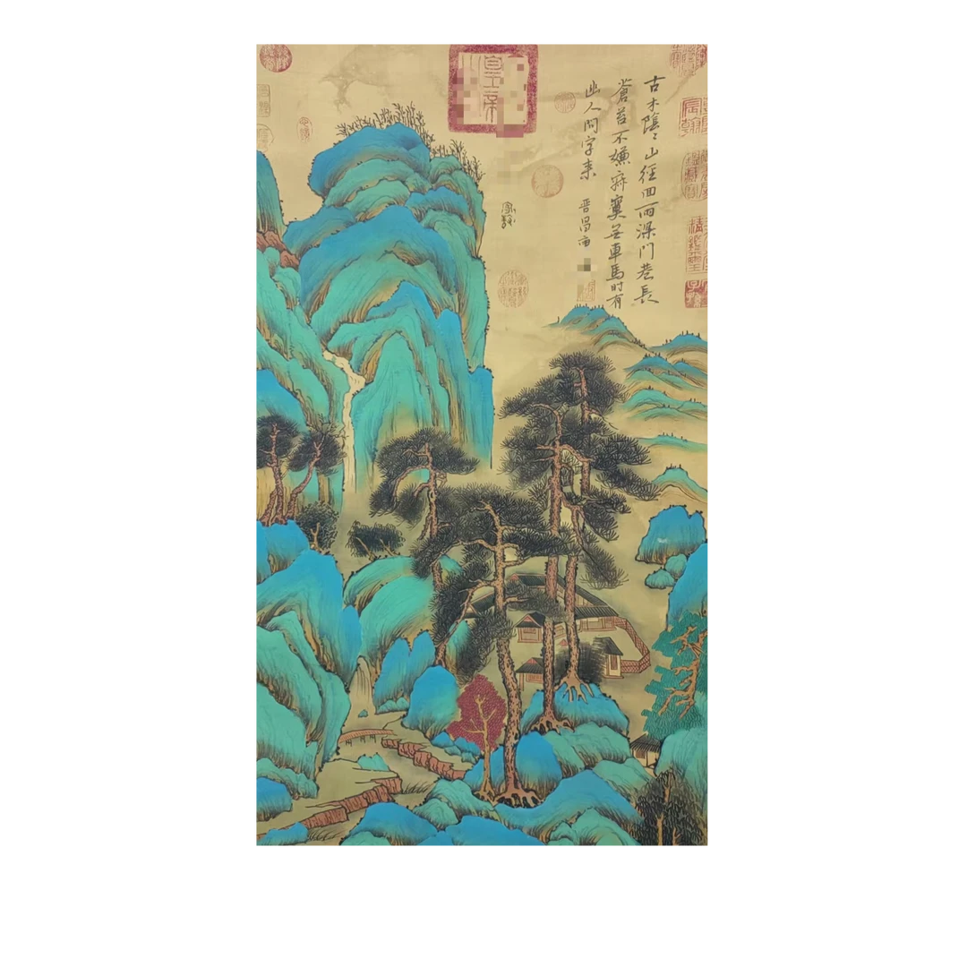 唐 绢布山水立轴110*40约3.9平尺