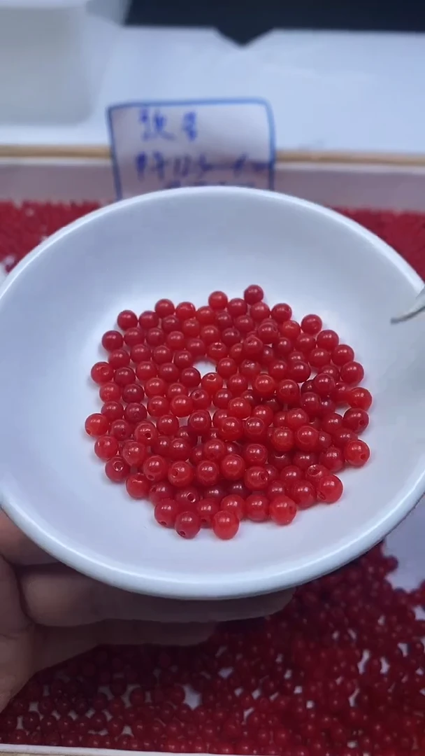 未镶嵌散珠南红玛瑙L417 柿子南红4mm110颗8元