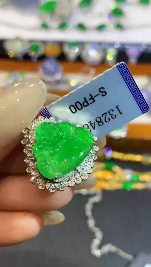 翡翠18K金镶嵌吊坠(不含链)YS多样性发其一