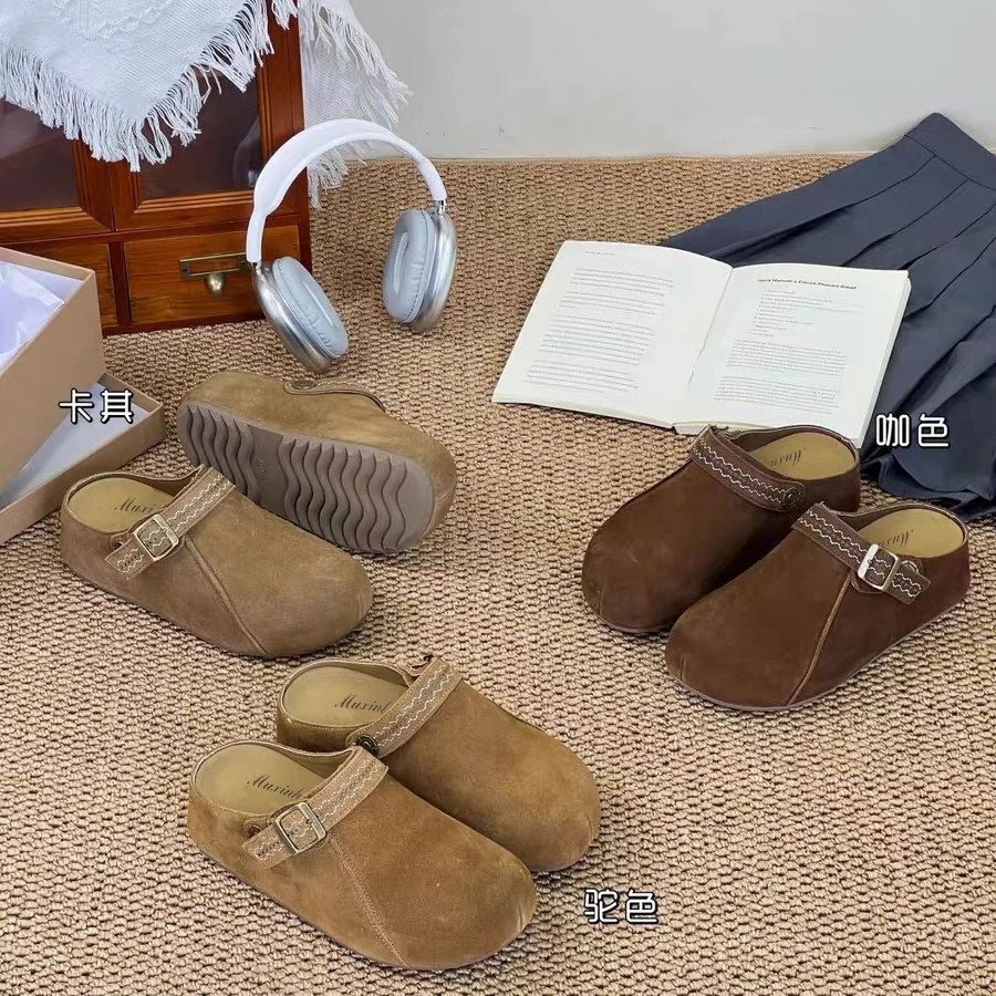 【品牌】厚底爆款增高勃肯2025新秋季复古包头懒人拖一脚蹬半拖768