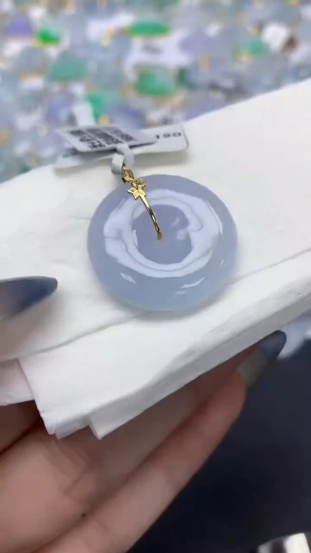 翡翠18K金镶嵌颈饰天然a货翡翠