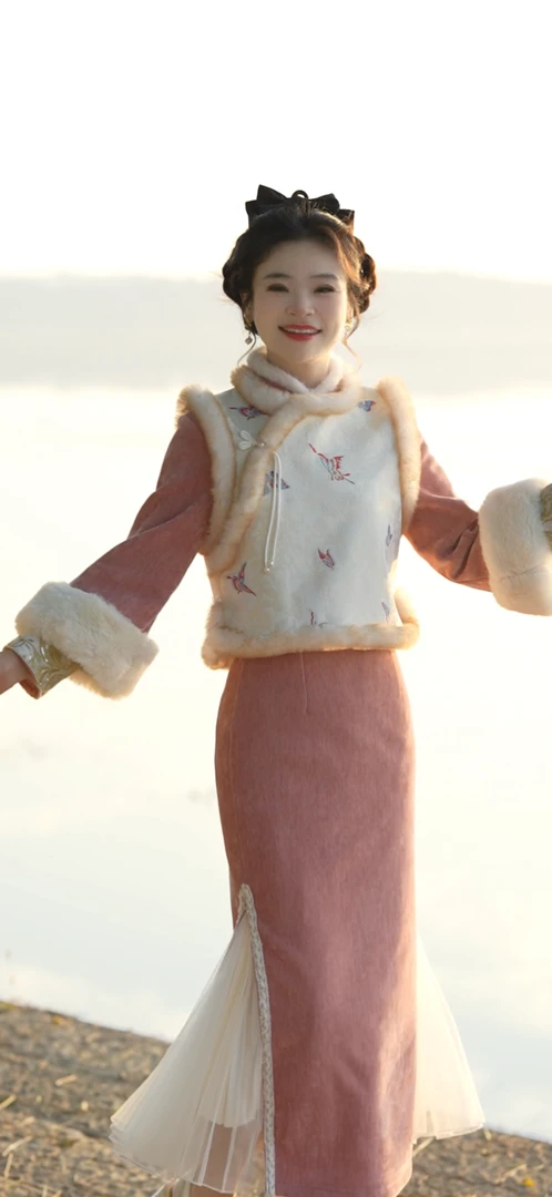 [花想容]冬季新款新中式加厚气质旗袍日常款修身复古优雅