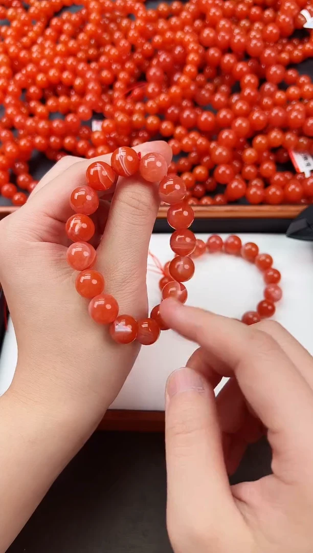 【闪购商品】南红玛瑙手串未镶嵌本来红白单圈手串 卡12+