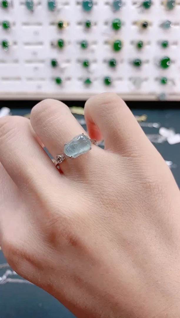 【闪购商品】翡翠戒指银S925镶嵌天然翡翠