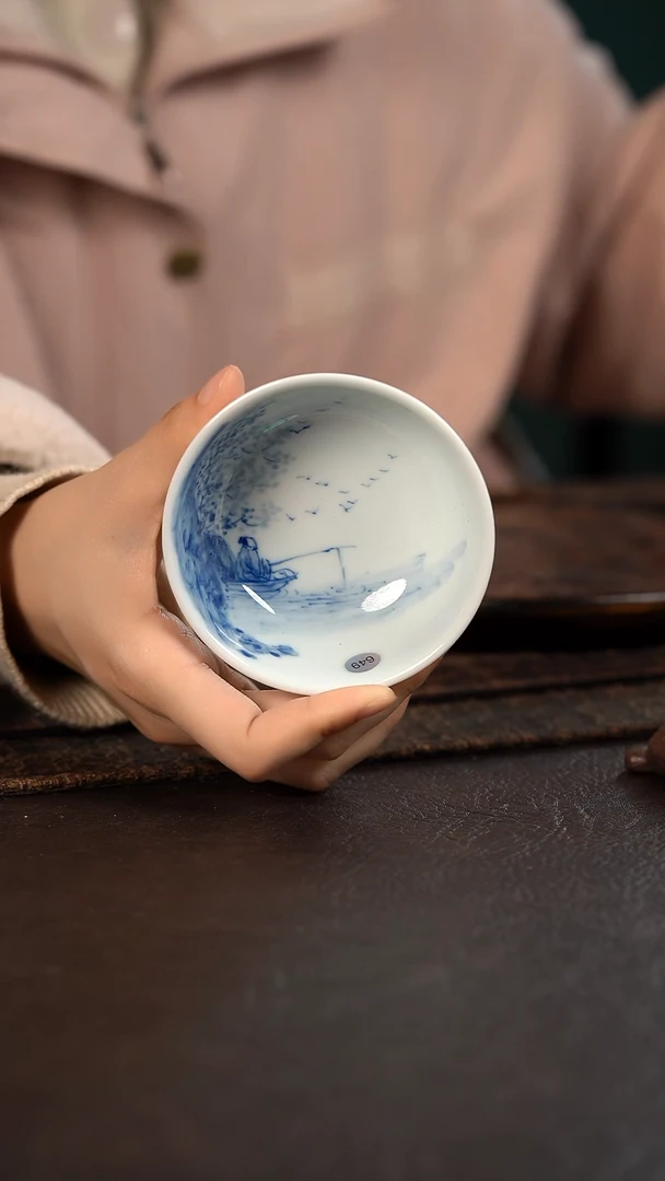 【闪购商品】杯649号HLX陶瓷山水高脚普洱杯