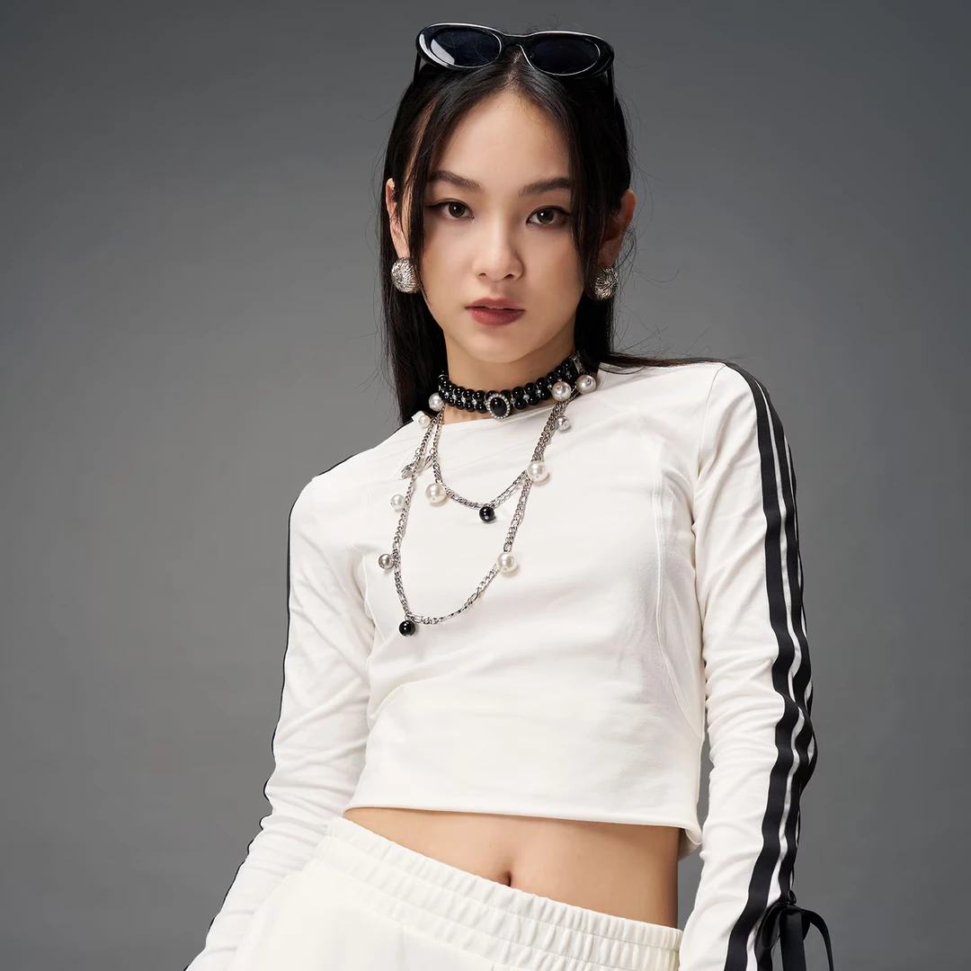 adidas/阿迪达斯三叶草新款秋季经典条纹长袖可拆卸蝴蝶结 KG3861