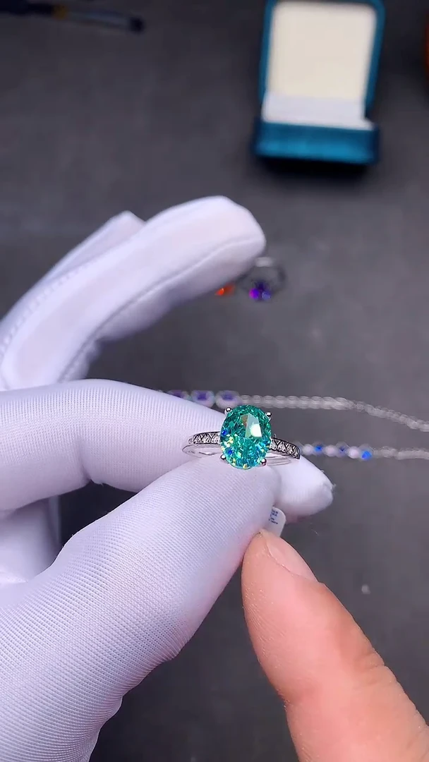 【闪购商品】帕拉依巴碧玺戒指银S925镶嵌·····