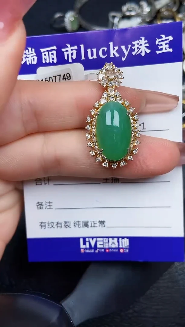 翡翠银S925镶嵌颈饰8791