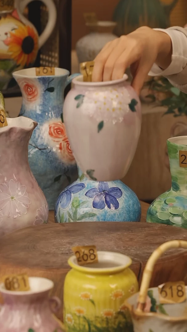 陶瓷景德镇设计师手作花器摆件侘寂风@M172@