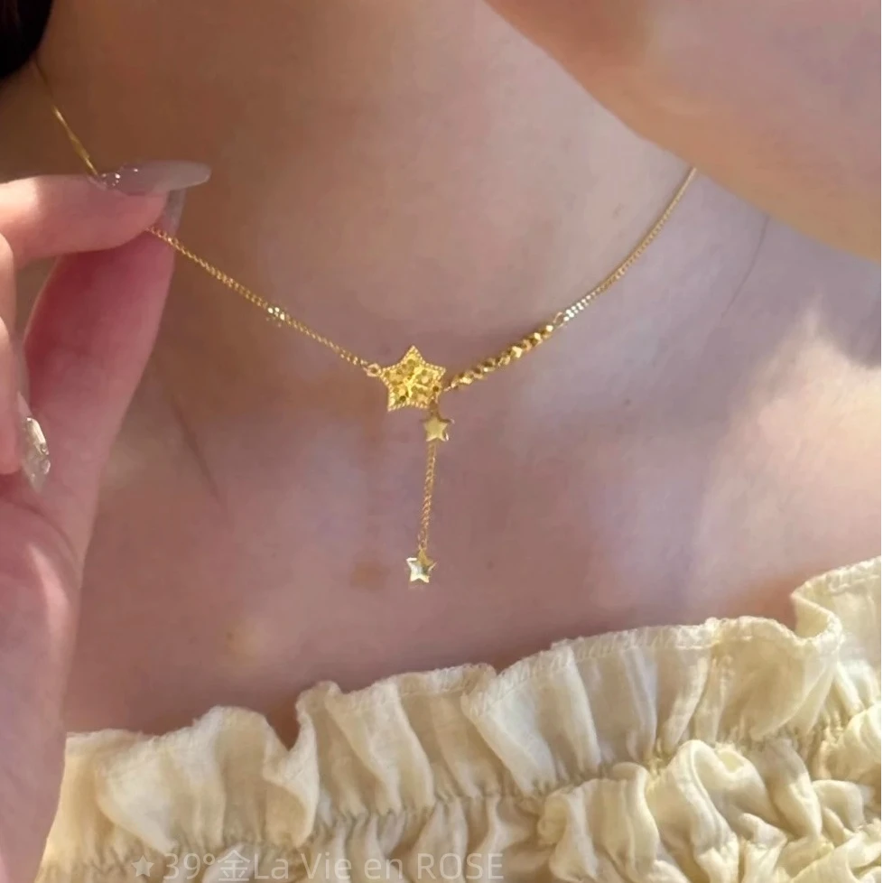 铜合金项链 【五角星蜂巢星星流苏项链】女轻奢高级感精致百搭颈链