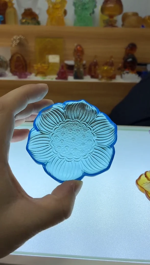 琉璃手工艺品古法琉璃杯蝶蓝色