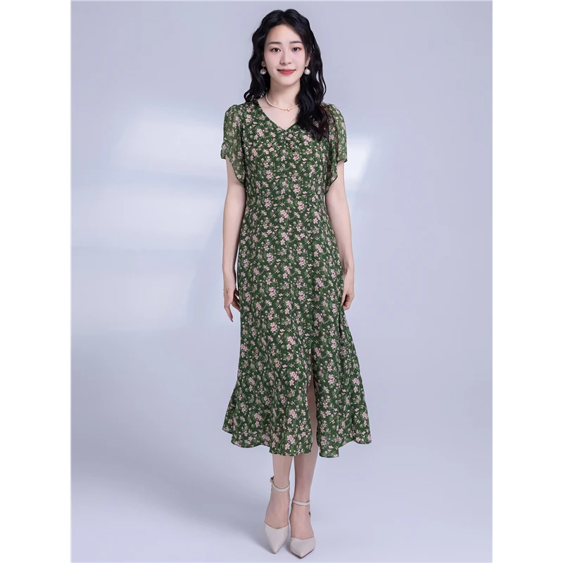 L2057百搭拼接蕾丝连衣裙女2025夏装专柜品