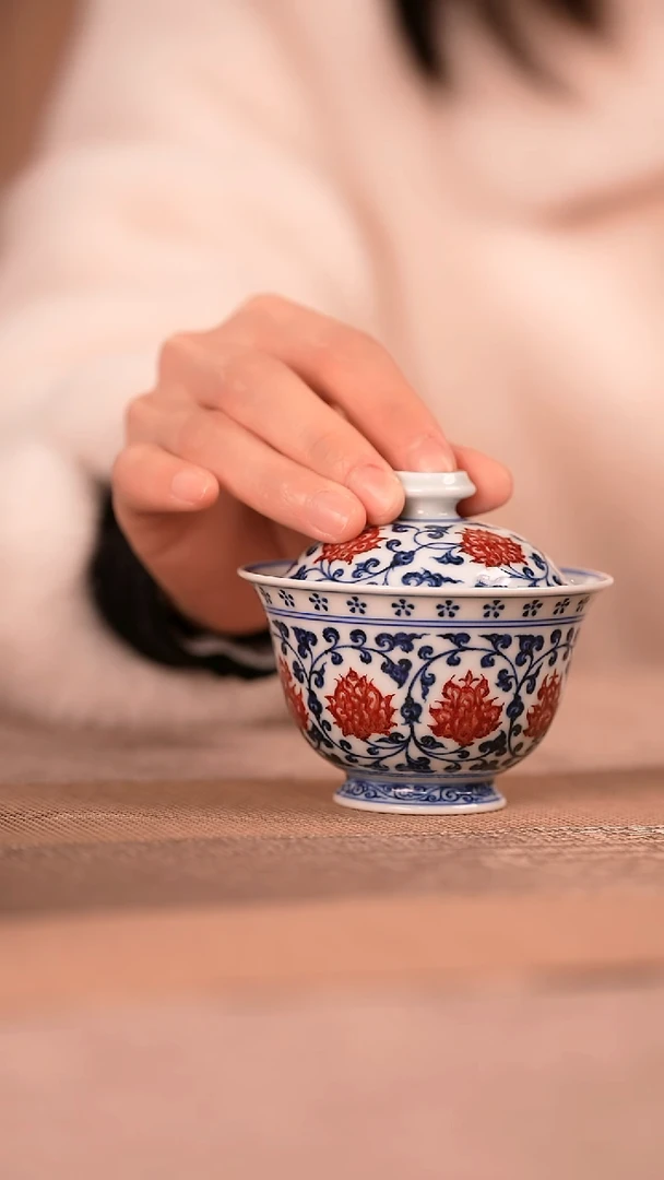 【闪购商品】杯永明尚玩青花花心小盖碗