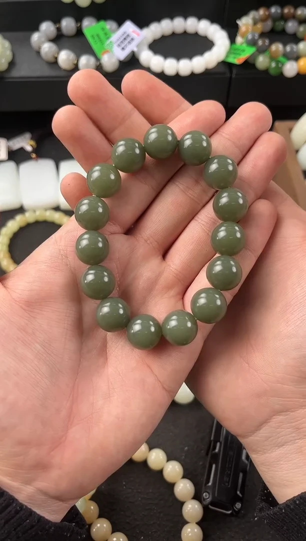 【闪购商品】和田玉手串未镶嵌若羌青黄口卡14微色差