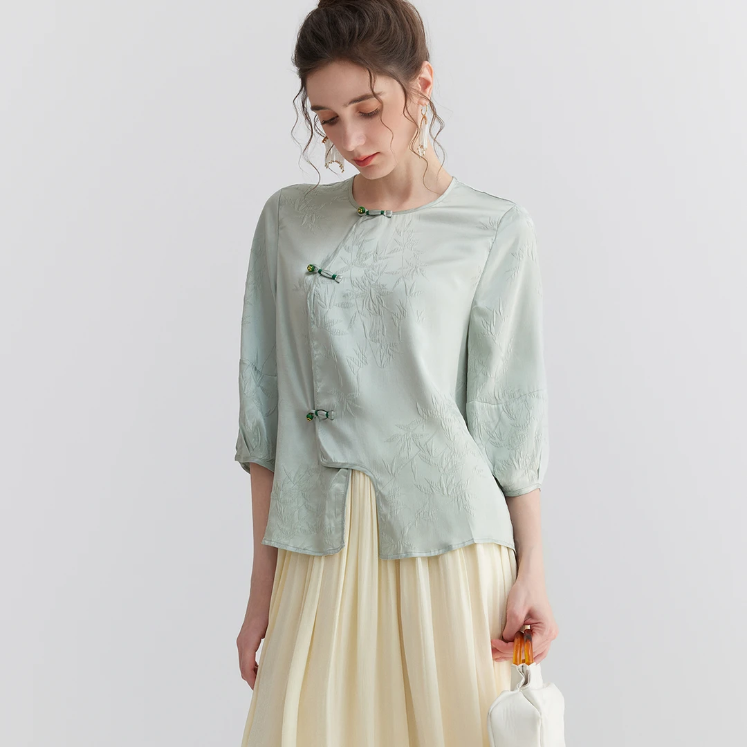 桑蚕丝重磅提花气质女式套衫25DAK0498