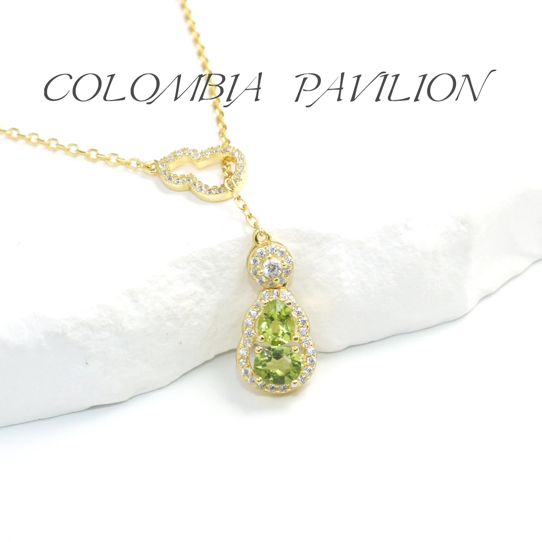 G311-S925银-天然橄榄石吊坠-福禄-3mm*4mm*4mm*5mm