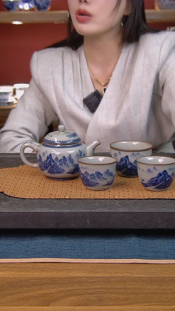 简装家用款4件套 老陶泥开片纹陶瓷茶具