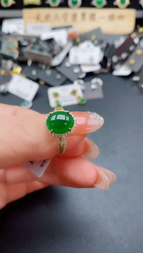 银S925镶嵌戒指翡翠508