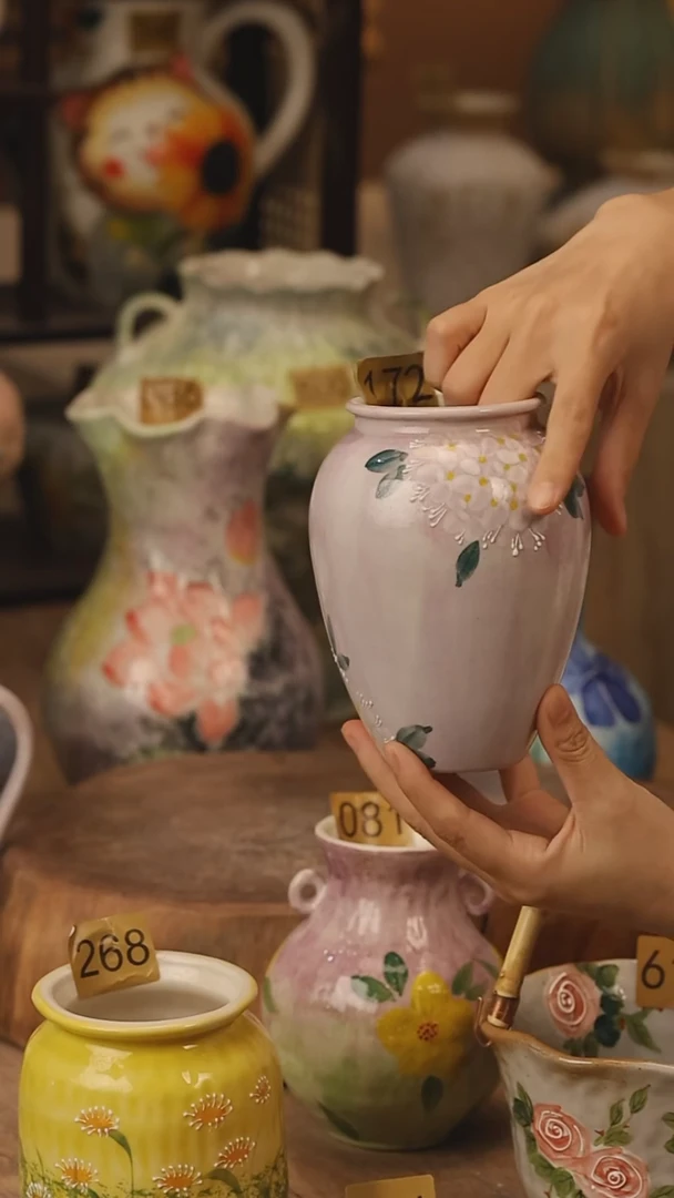 陶瓷172景德镇设计师手作花器摆件侘寂风