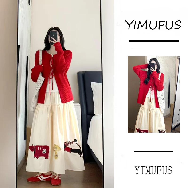 春季穿搭一整套女2025新款韩系气质香风开衫时尚百搭半身裙两件套