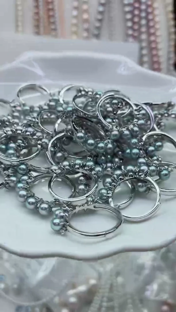 戒指银S925镶嵌淡水珍珠多样性发其一，非无暇