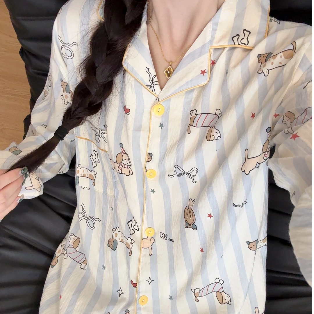 秋季新款云朵棉卡通高傲小宠睡衣女长袖长裤高级感休闲家居服套装