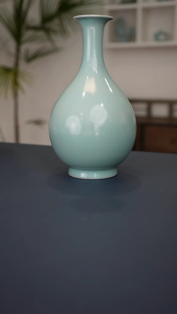 天青釉玉壶春瓶微微暇高20