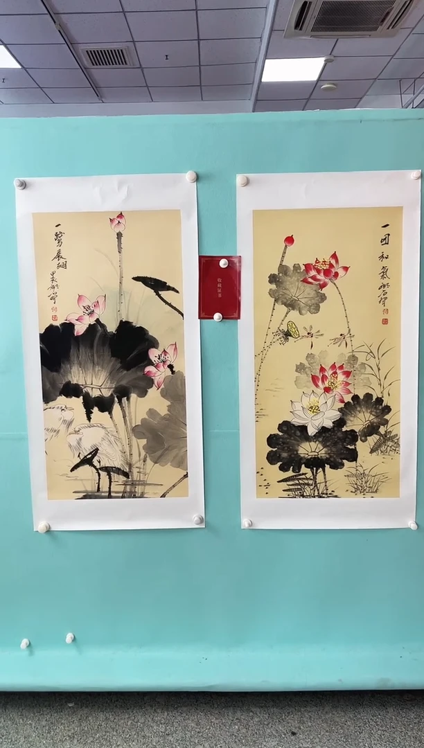 国画胡宏源荷花绘画作品不同画面