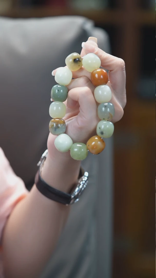 未镶嵌岫玉美美器手串17